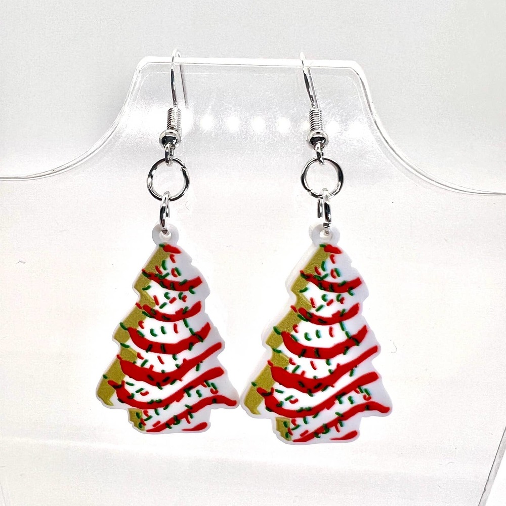 Lil Debbie Tree Cake Earrings - Christmas Earrings - Xmas Earrings - Snack Earri